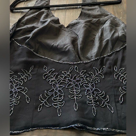 Black Embroidered Halter Top - Picture 4 of 7